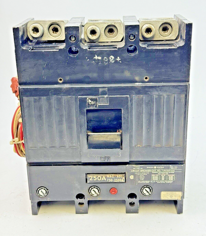 GE - TJK436F000 - CIRCUIT BREAKER W/ 250A TRIP & AUX SWITCH - 3 POLE/600VAC/400A