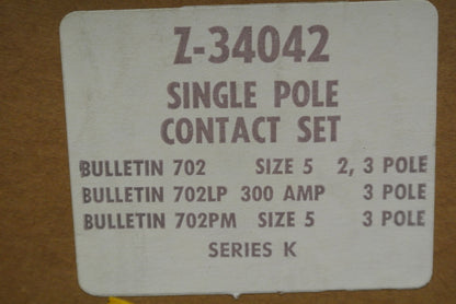 ALLEN-BRADLEY Z-34042 SINGLE POLE CONTACT SET / SIZE 5 / LACKS 3 SMALL Pcs / NEW