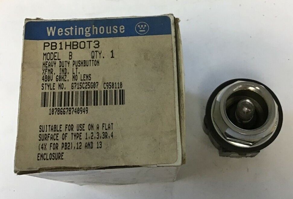 WESTINGHOUSE PB1HBOT3 PUSHBUTTON INDICATOR LIGHT 480V W/O LENS MOD. B HEAVY DUTY