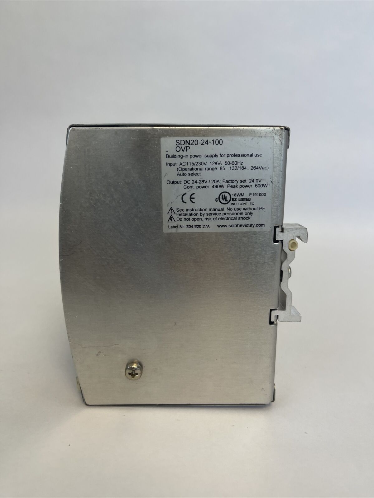 SOLA 20-24-100 OVP POWER SUPPLY OUTPUT 24-28VDC 20A INPUT 115/230VAC12/6A