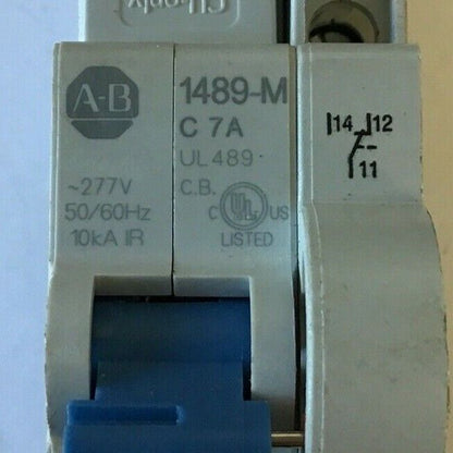 ALLEN BRADLEY 1489-M C 7A 1POLE CIRCUIT BREAKER W/ 1489-ABRA3 AUX. CURCUIT