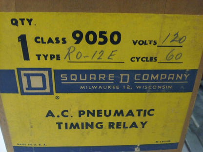 SQ. D CLASS 9050 TYPE RO-12E SER.A, AC PNEUMATIC TIMING RELAY, 120V,60HZ,15A,NEW