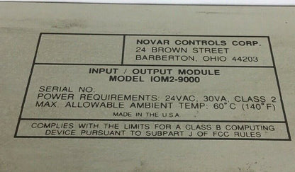 NOVAR IOM2-9000 MOUNTING  BASE 24VAC WITH ASS'Y 6360010 IOM2 TRANSITION BOARD