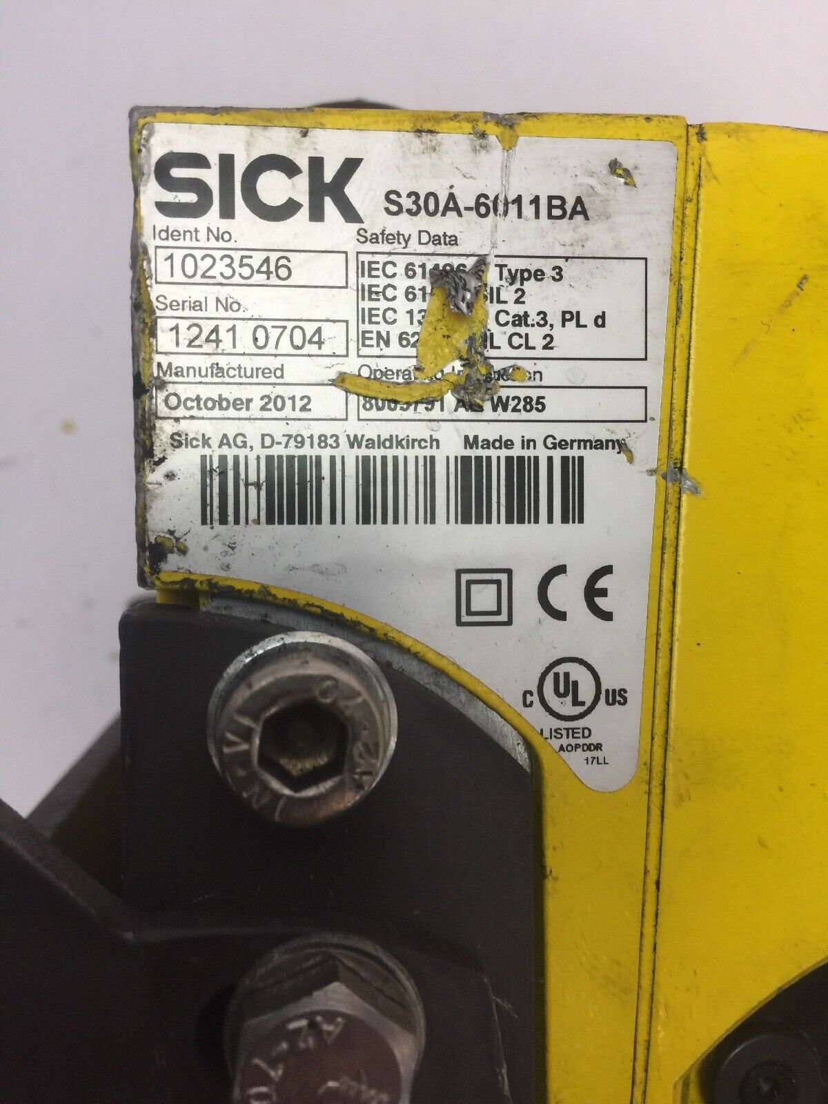 SICK S30A-6011BA SAFETY LASER SCANNER IP65 55W 24VDC S30A-XXXXBA I/O MODULE