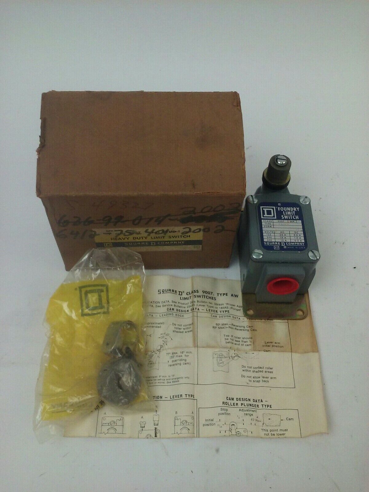 SQUARE D CLASS 9007 TYPE FTUD1 SERIES A 9007-FTUD1 LIMIT SWITCH 600V 15A