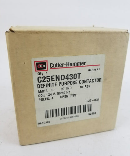 CUTLER HAMMER C25END430T 4 Pole 40 Amp 24 V Contactor