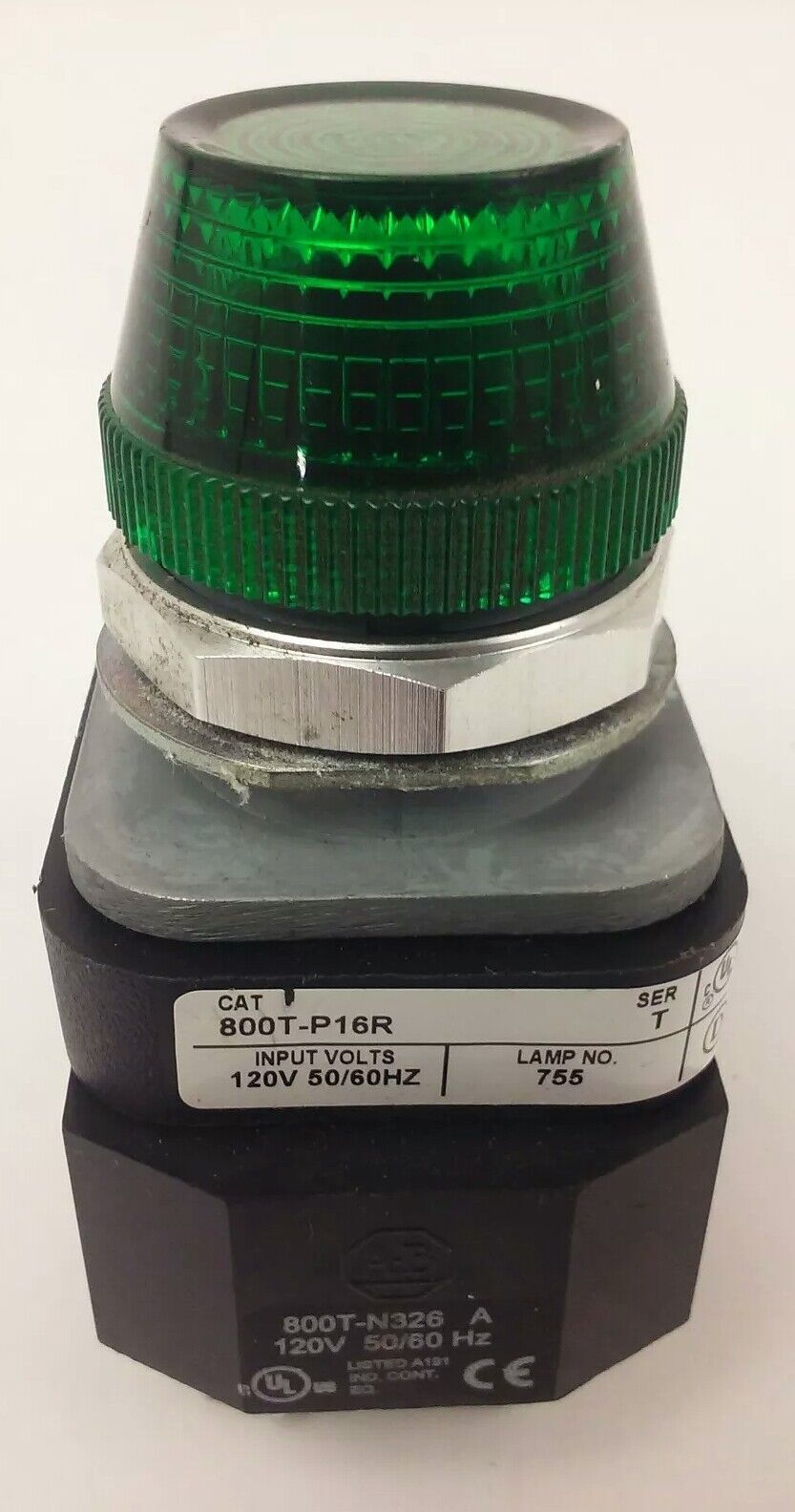 ALLEN BRADLEY 800T-P16R SER. T, PILOT LIGHT 120V 50/60HZ, W/ 800T-N326 120V 60HZ