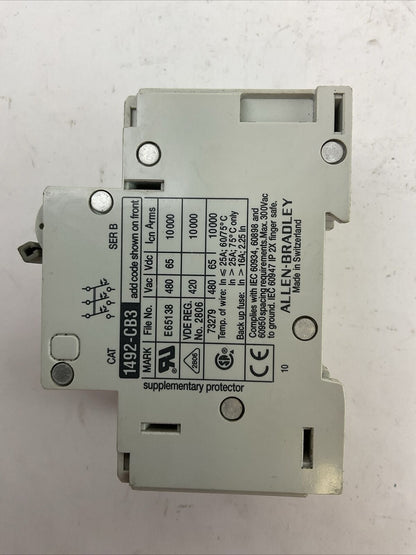 ALLEN BRADLEY 1492-CB3G060 MANUAL MOTOR CONTROLLER 6A 3P SER B
