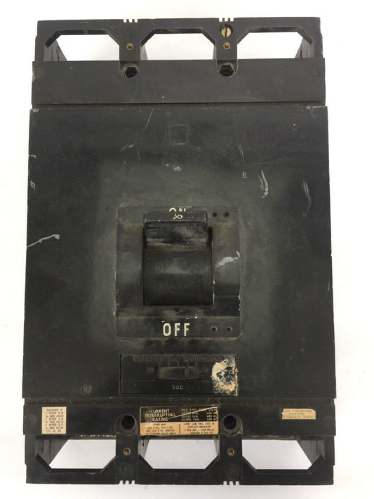 SQUARE D MAL36500 CIRCUIT BREAKER 500A 600VAC 250VDC 3 POLE MAGNETIC TRIP ADJ