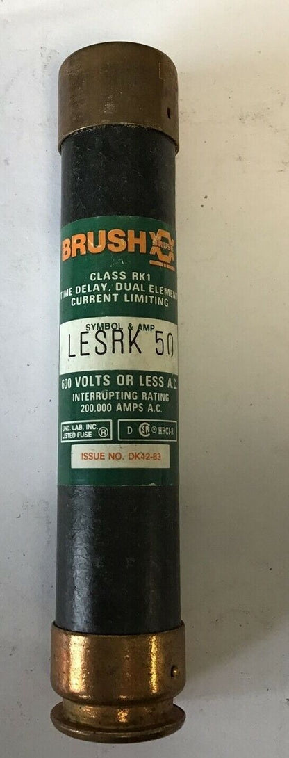 RELIANCE/BRUSH LESRK 50 FUSE 50A 600VAC CLASS RK1 ****LOTOF5****