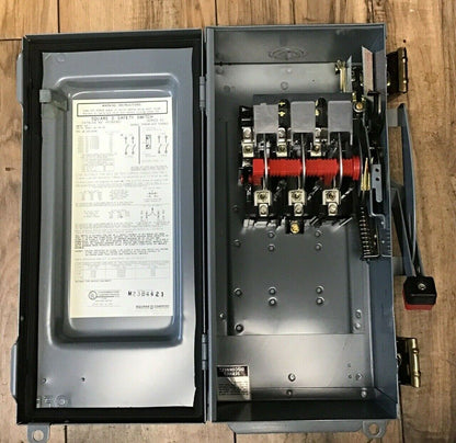 SQUARE D HU362AEI SAFETY SWITCH SER.E1 60A  NON FUSIBLE 600VAC/VDC 240VAC