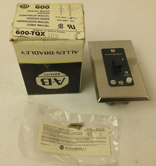 ALLEN BRADELY 600-TQX109 SERIES B, MANUAL MOTOR STARTER