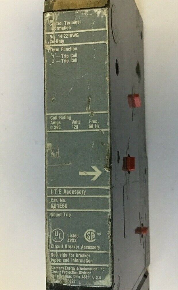 SIEMENS S01E60 SHUNT TRIP 0.395A 120V 60HZ