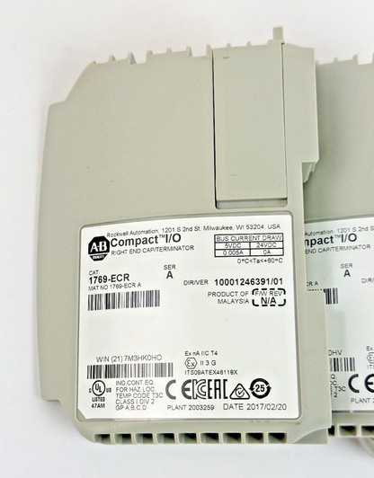 ALLEN-BRADLEY *LOT OF 5* - 1769-ECR SER. A F/W REV. N/A - COMPACT I/O RIGHT END