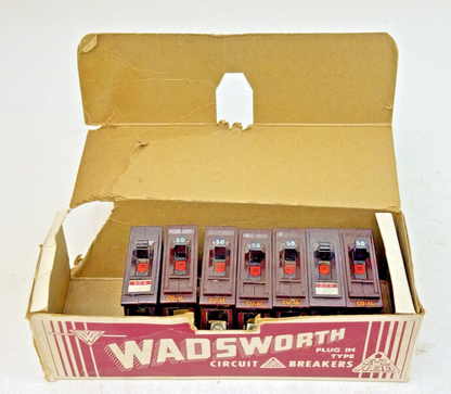 WADSWORTH **BOX OF 7** A50 - CIRCUIT BREAKERS - 1 POLE, 120/240 VAC, 50 A