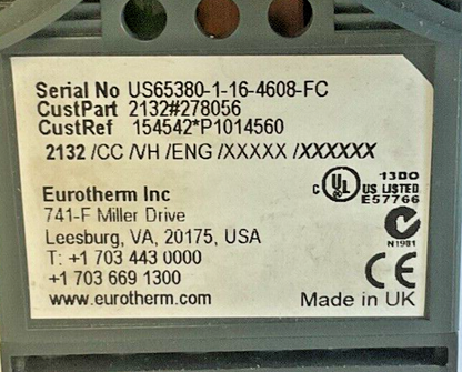 EUORTHERM 2132  TEMPATURE CONTROLLER 100-240VAC 2A 2132#278056