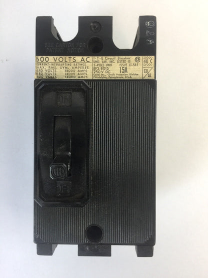 ITE GOULD SIEMENS EF2-B015 CIRCUIT BREAKER 2POLE 15A 250VDC