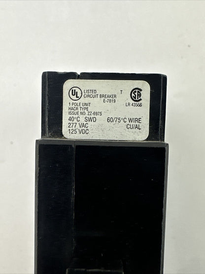 CUTLER HAMMER GHB1020 CIRCUIT BREAKER 20A 277VAC 125VDC 1POLE HACR TYPE