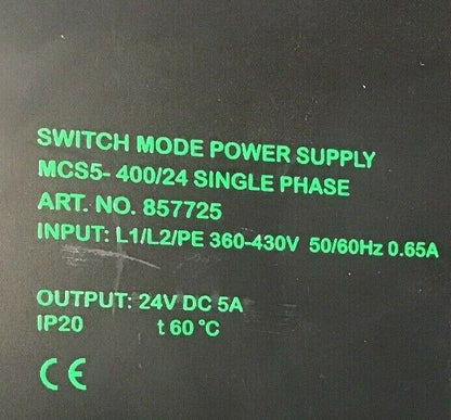 MURR ELEKTRONIK MCS5-400/24 SINGLE PHASE SWITCH MODE POWER SUPPLY