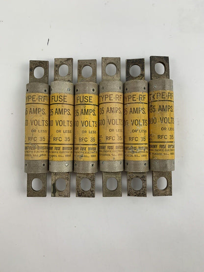 Economy Fuse RFC35 35A 600V Type-RF Fuse "Lot of 6"