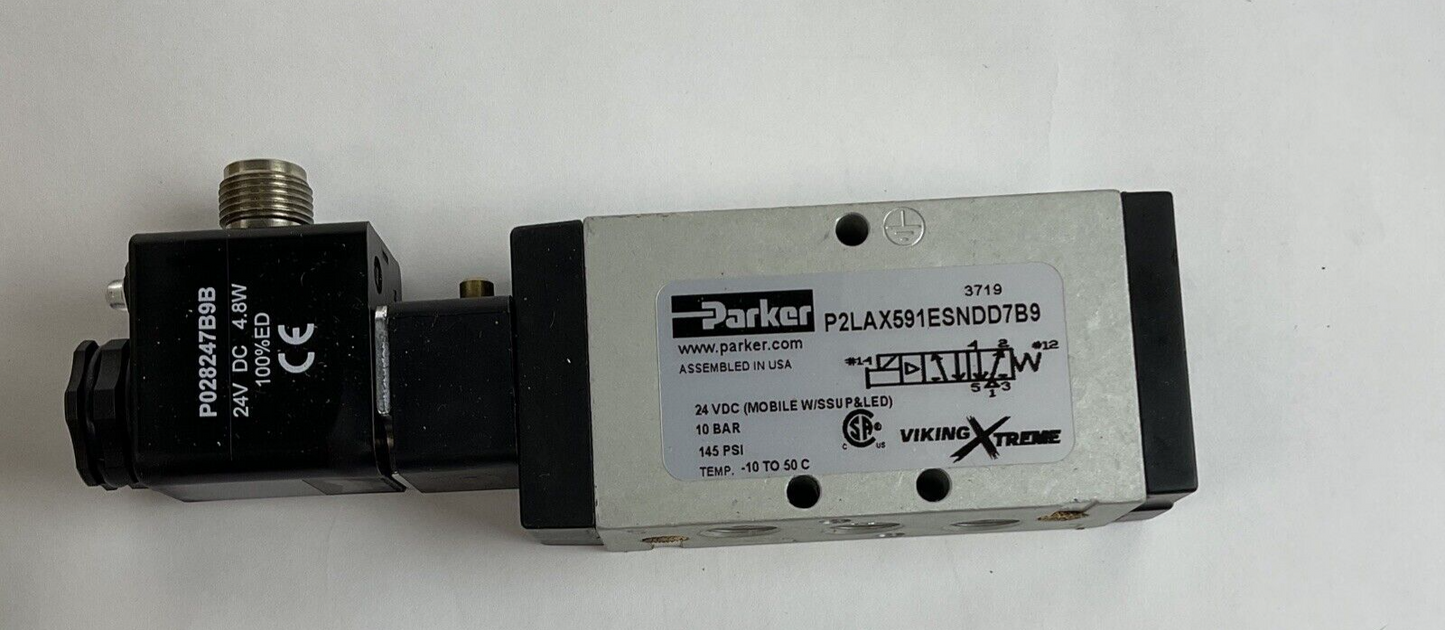 PARKER P2LAX591ESNDD7B9 AIR CONTROL VALVE 22MM 24VDC W/SURGE SUPP.