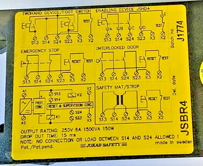 JOKAB JSBR4 SAFETY RELAY 24VDC