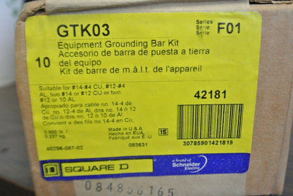 BOX of 10 / SQUARE D GTK03 EQUIPMENT GROUNDING BAR KITS / NEW SURPLUS