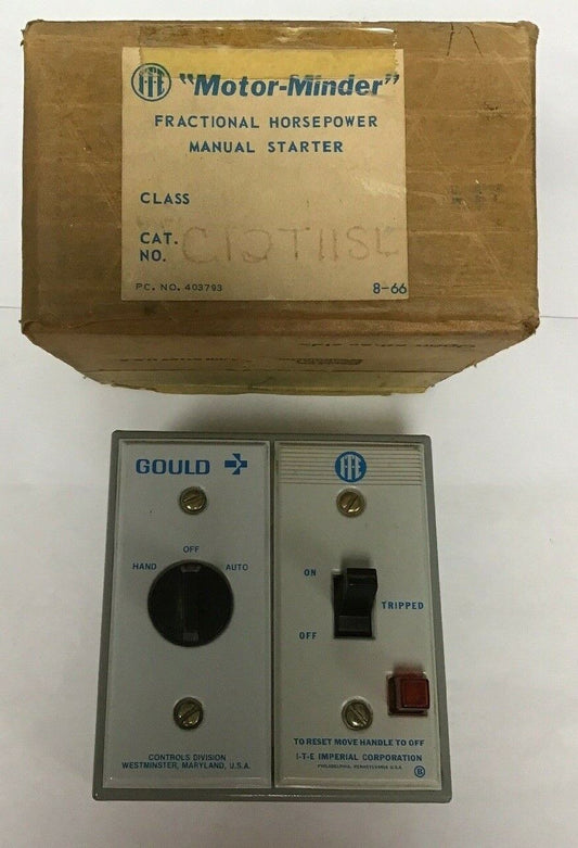 GOULD ITE FRACTIONAL HORSEPOWER MANUAL STARTER