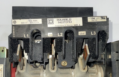 SQUARE D 9442TDF63 DISCONNECT SWITCH 60A 600VAC/DC SER.A 40566-040-51 FRS-R-35