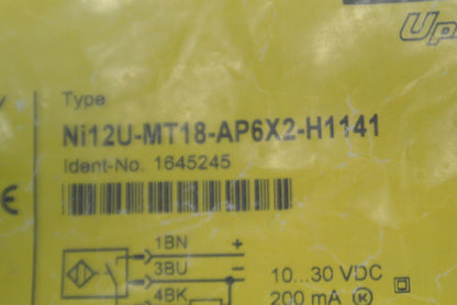 TURCK Ni12U-MT18-AP6X2-H1141 PROXIMITY SENSOR / 10-30VDC / 200mA / NEW SURPLUS