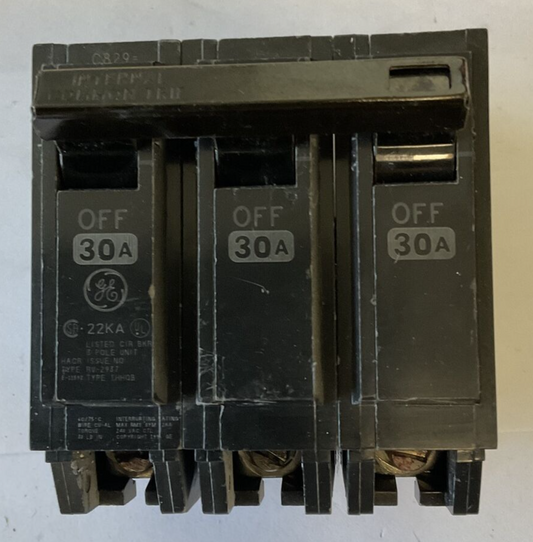GENERAL ELECTRIC THHQB 30A CIRCUIT BREAKER 3POLE 22KA