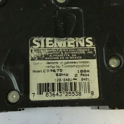 ITE EQ9675 CIRCUIT BREAKER 100A 120/240VAC 60HZ 2POLE