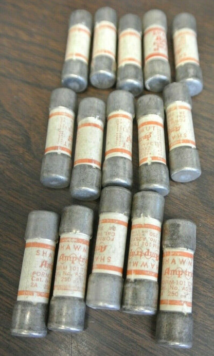 LOT of 15 / SHAWMUT A25X2 FUSES / 250V / 2A / NEW SURPLUS