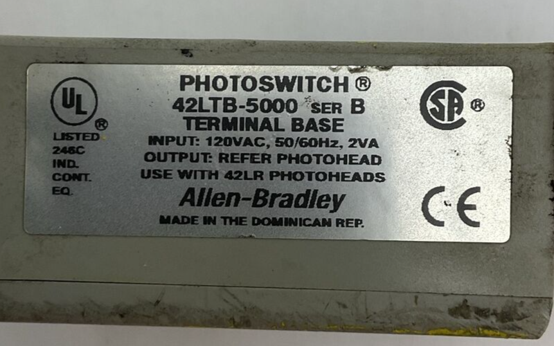 ALLEN BRADLEY 42LTB-5000 SER B TERMINAL BASE 42LRC-5000 PHOTOHEAD PHOTOSWITCH