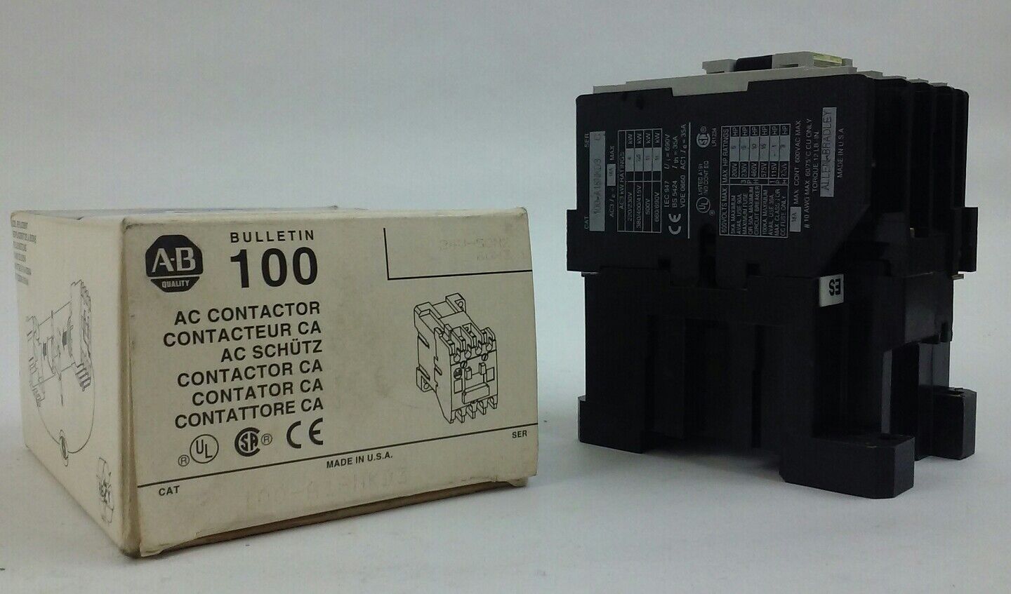 ALLEN BRADLEY 100-A18NKD3 CONTACTOR, 24V COIL, 100A18NKD3 SER. C (NEW IN BOX)