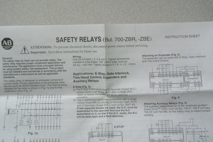 ALLEN-BRADLEY 700-ZBR100AZ1 Ser. A SAFETY RELAY 120V / 24V - NEW SURPLUS