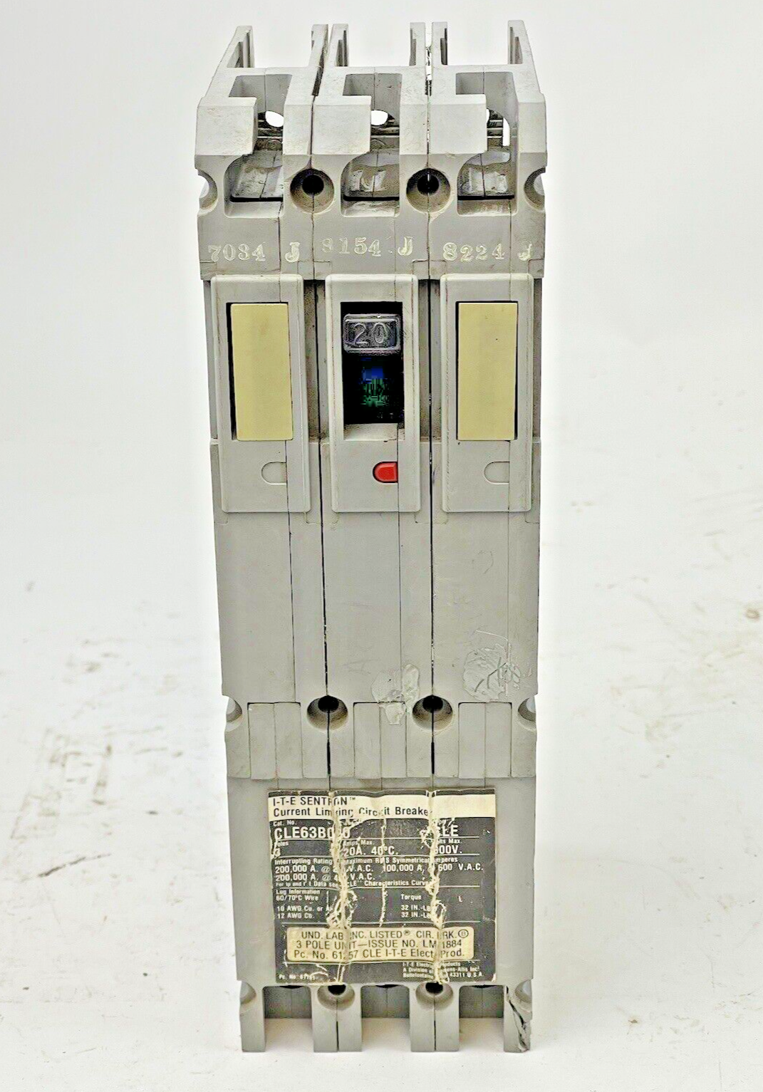 SIEMENS - CLE63B020 - CIRCUIT BREAKER - 20A, 600 VAC, 3 POLE - TYPE CLE