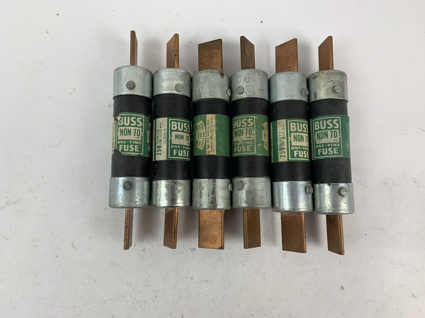 Bussmann One-Time NON70 70A 250V Fuse "Lot of 6"