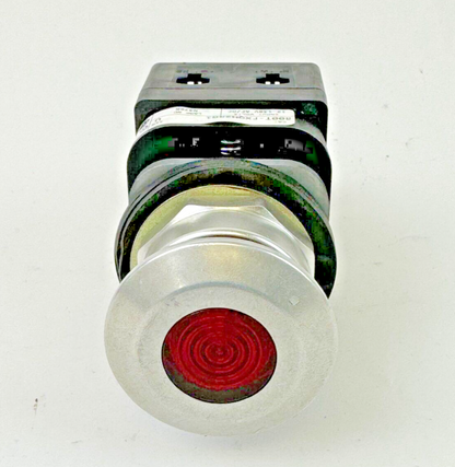 ALLEN-BRADLEY - 800T-FXQH2RG1 SER. U - RED MUSHROOM PUSH/PULL BUTTON W/ BLOCK