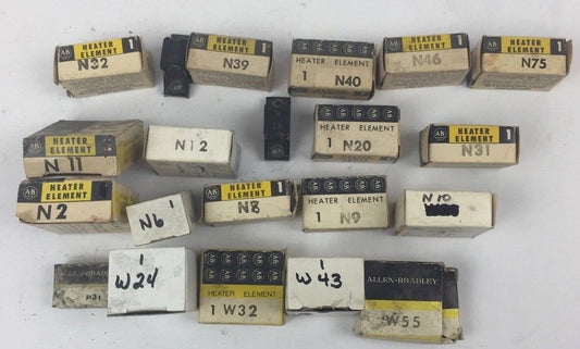 ALLEN BRADLEY HEATER LOT (P31,W24,W32,W43,W55,N2,N6,N8,N9,N10,N11,N12,N18,N20,
