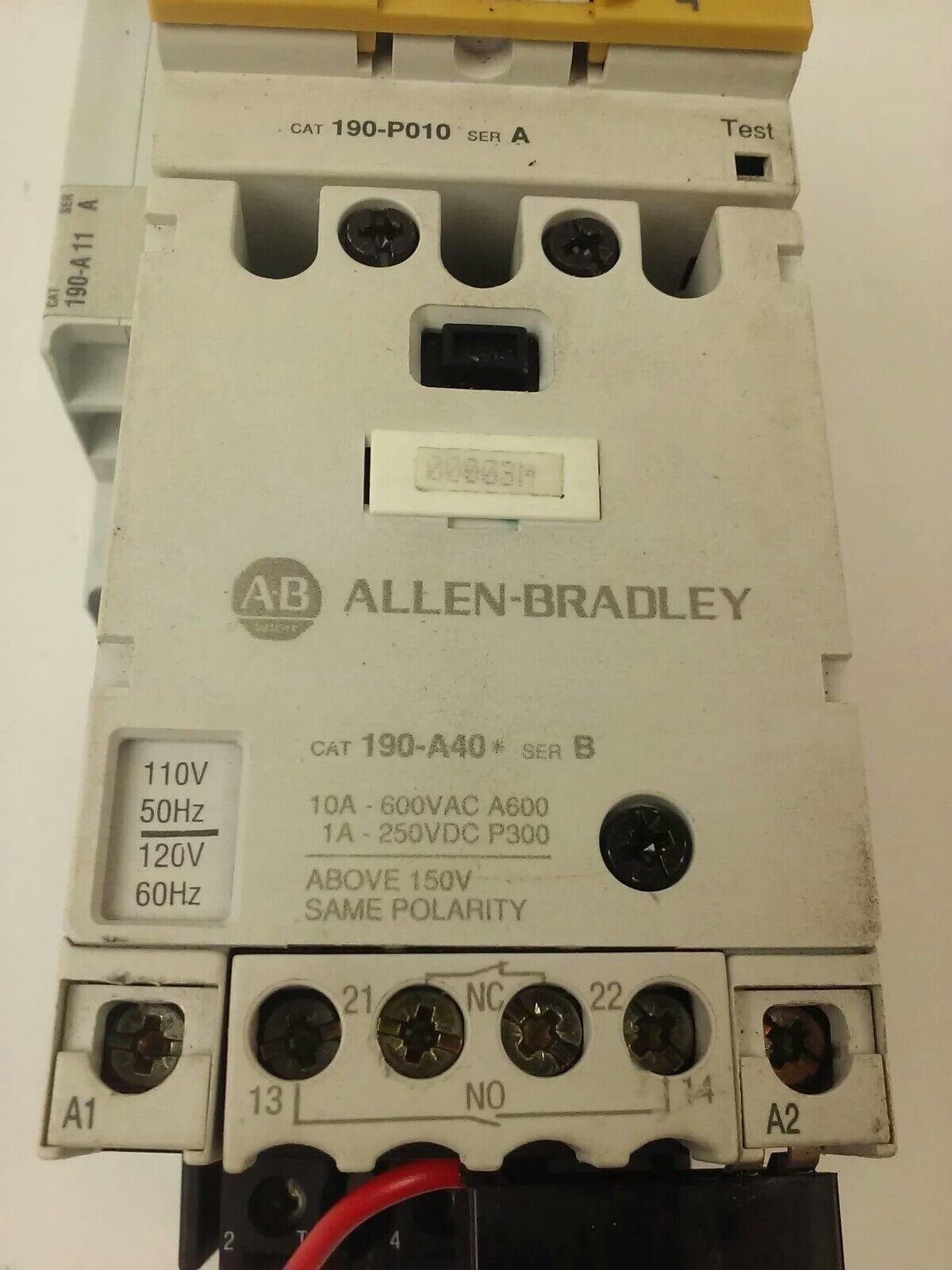 ALLEN-BRADLEY STARTER 190-MN, 190-P010, 190-A40, 190-A11, 199-FSMA1, 120V COIL