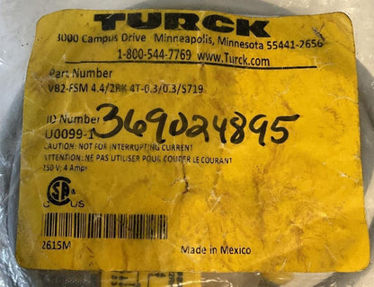 TURCK VB2-FSM 4.4/2RK 4T-0.3/0.3/S719 VB2 MOLDED TWIN JUNCTION