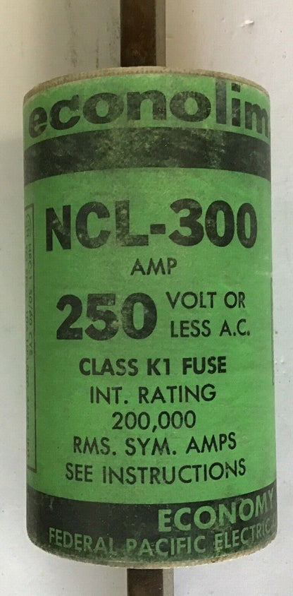 ECONOLIM NCL-300 FUSE 250VAC 300AMP FEDERAL PACIFIC CLASS K1