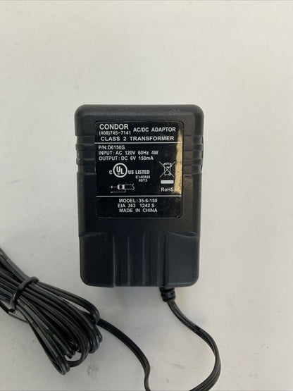 DESCO 98256 CONDOR D6150G AC/DC ADAPTOR OUTPUT 120VAC 60HZ 4W OUTPUT 6VDC 150mA