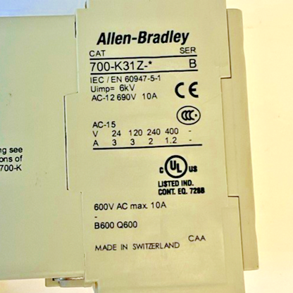 ALLEN BRADLEY  700-K31Z-* CONTROL RELAY SER.B ***LOTOF2***