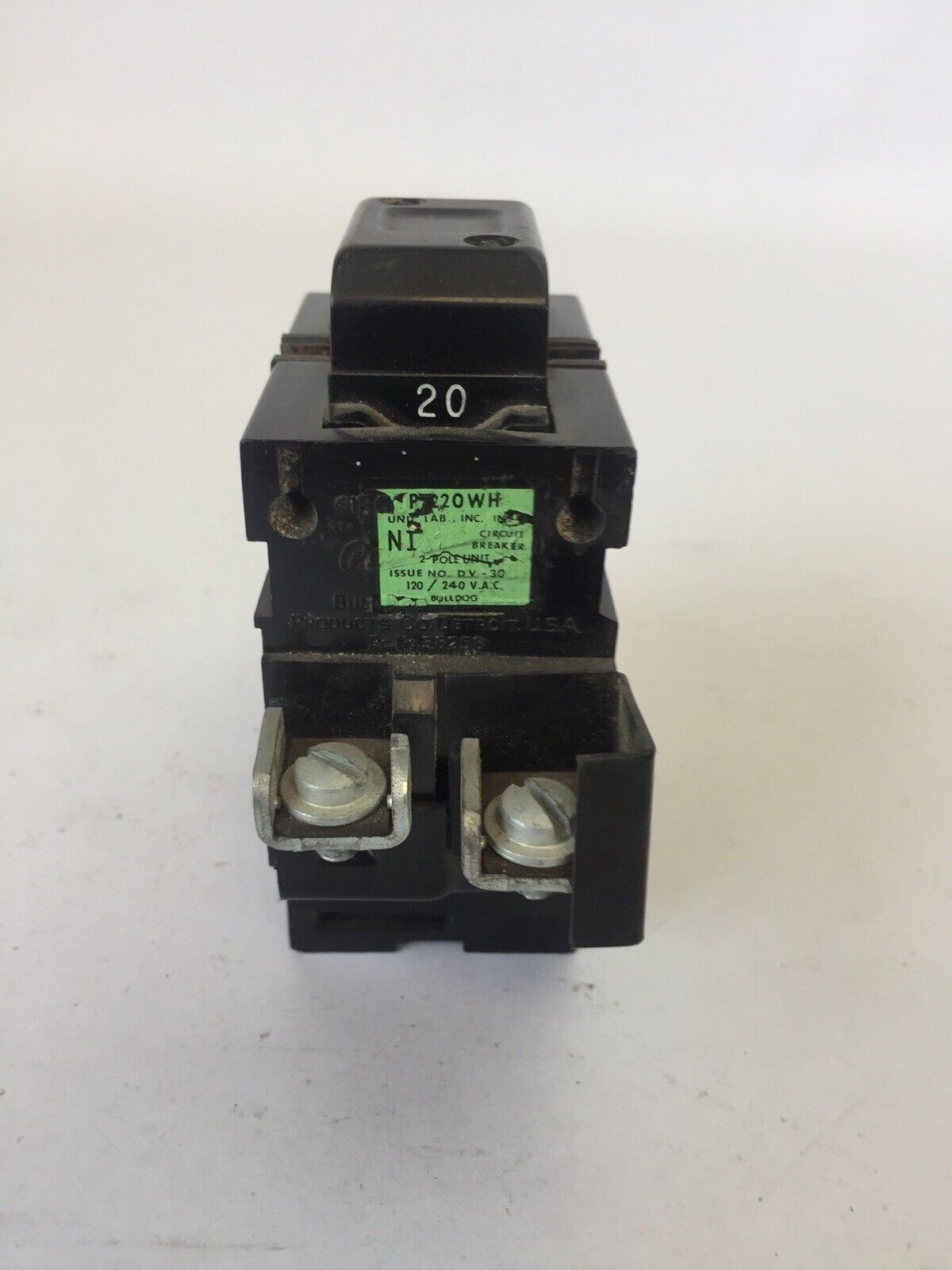 ITE P220WH PUSHMATIC CIRCUIT BREAKER 120/240VAC 20AMP 2POLE