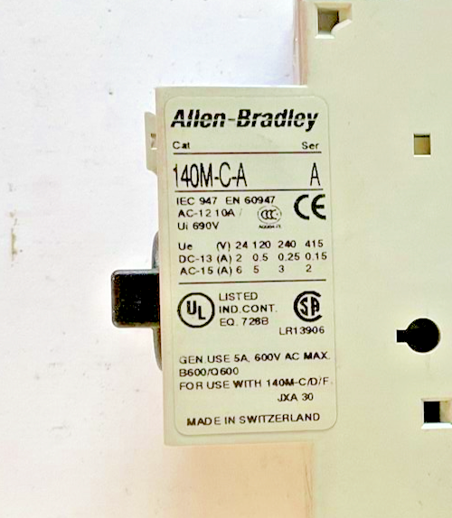 ALLEN BRADLEY 140M-C2E-B25 CONTACTOR SER.B W/ 140M-C-A AUX. CONTACT SER.A