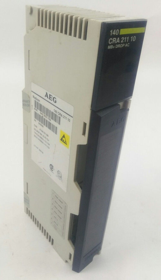 AEG MODICON 140 CRA 211, 10 MB+ DROP AC PS 1CH MODULE, 115V/0.2A 50/60HZ, USED