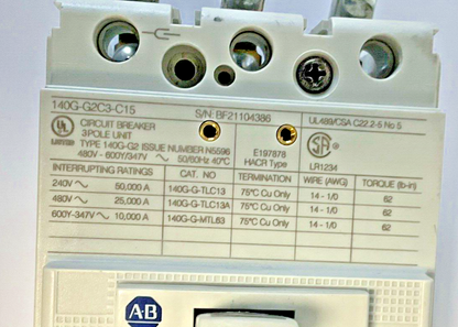 ALLEN-BRADLEY 140G-G2C3-C15 CIRCUIT BREAKER 15A