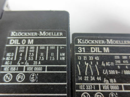 KLOCKNER-MOELLER DIL 0 M + 31 DIL M RELAY / CONTACTOR ASSEMBLY